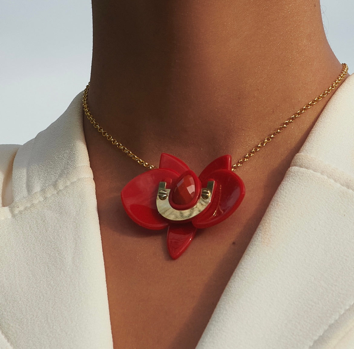 Red Orchid Necklace
