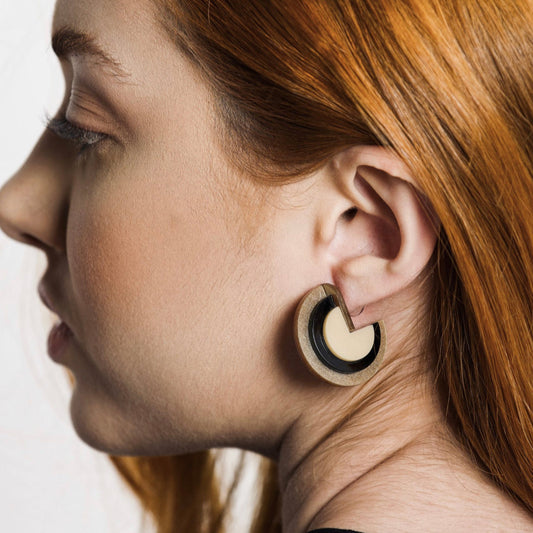 Discs Layers Satin Golden Earrings