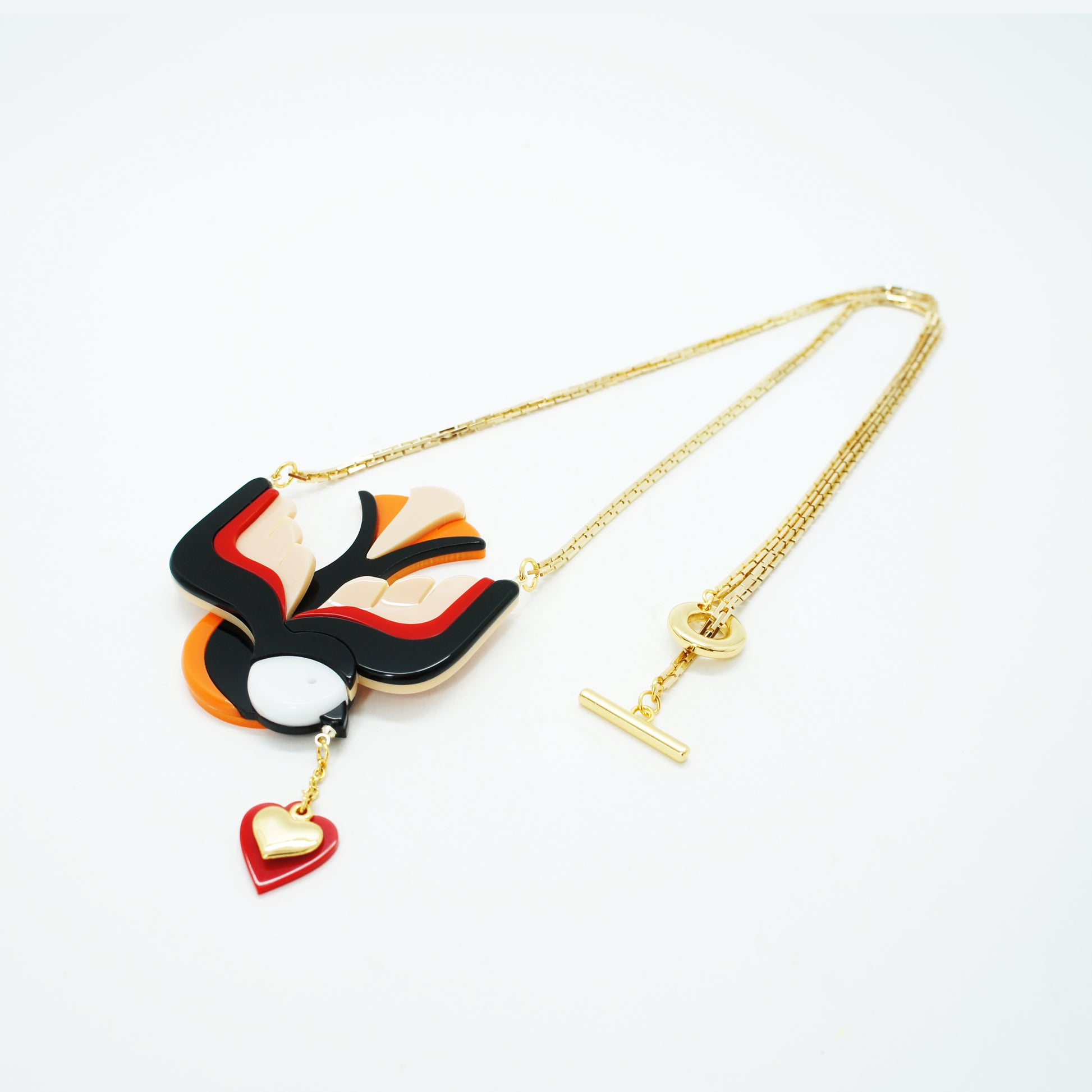 Swallow Necklace  Yellow & Orange Handmade Acrylic - Neena Jewellery