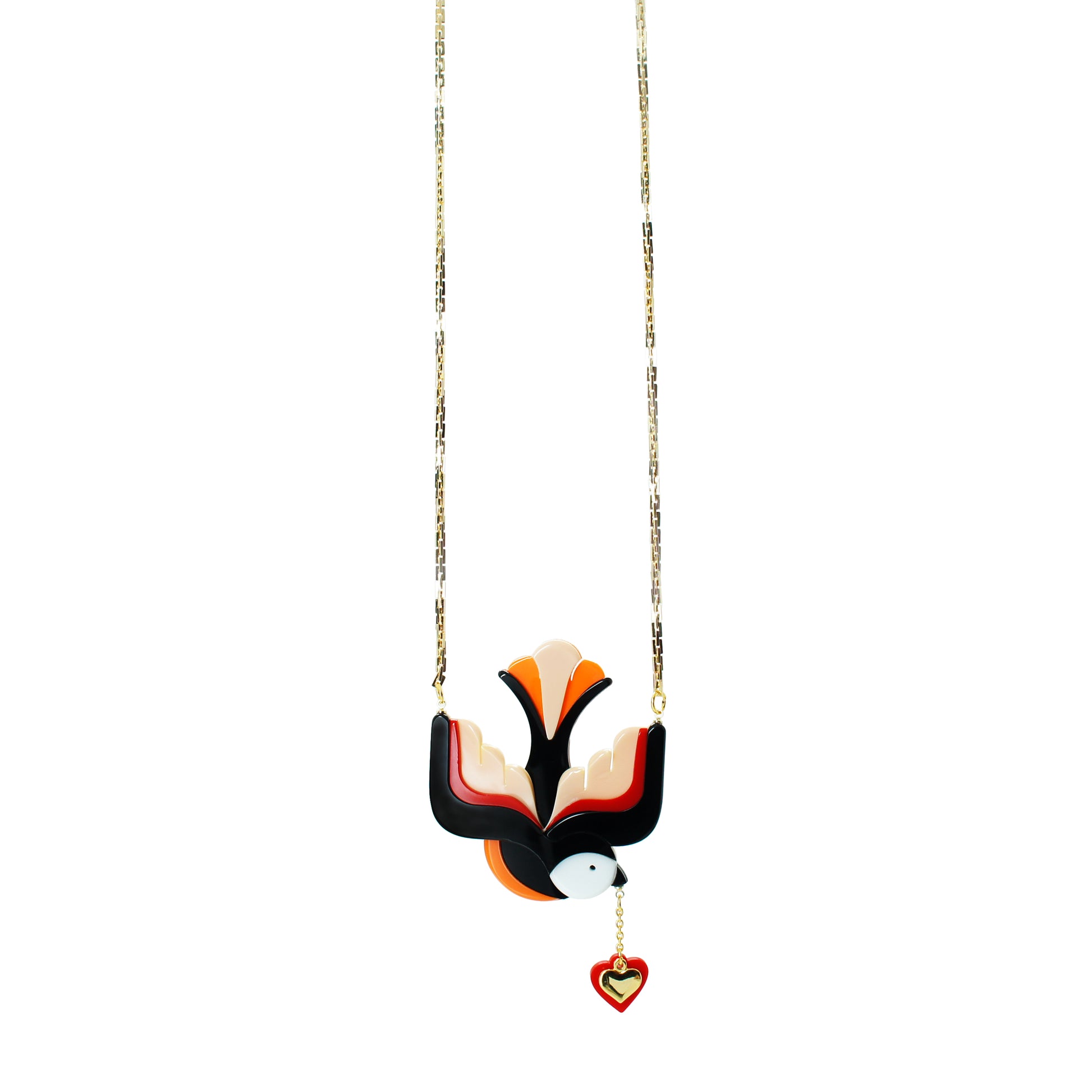 Swallow Necklace  Yellow & Orange Handmade Acrylic - Neena Jewellery