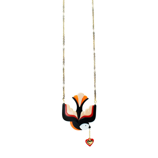 Swallow Necklace  Yellow & Orange Handmade Acrylic - Neena Jewellery