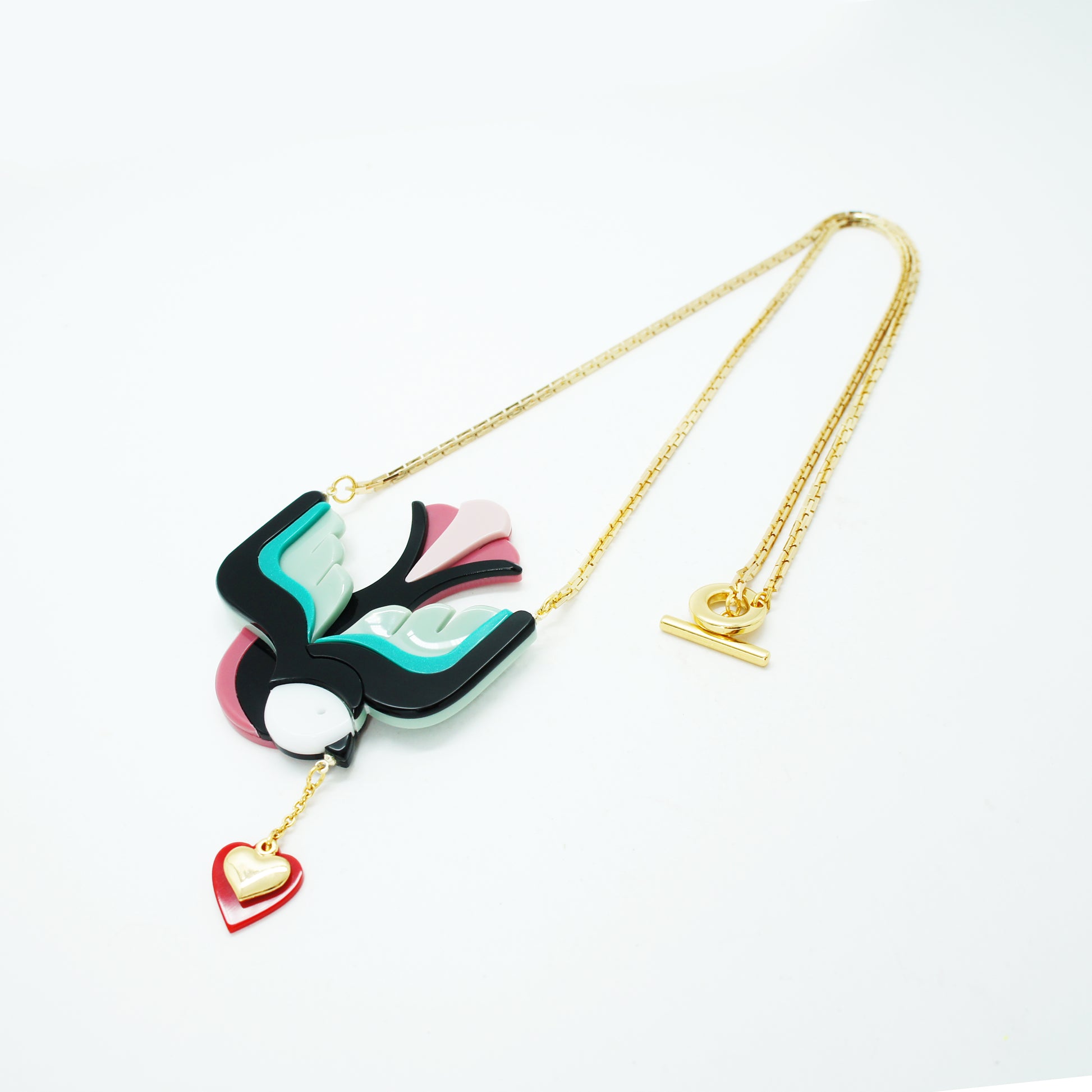 Swallow Necklace  Yellow & Orange Handmade Acrylic - Neena Jewellery