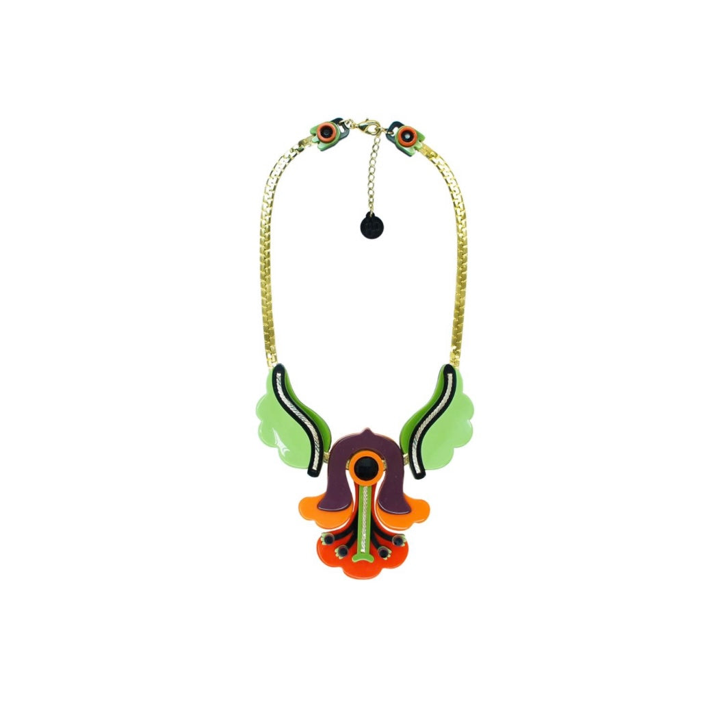 Handmade Acrylic Necklace Flamboyant Living Coral - Neena Jewellery