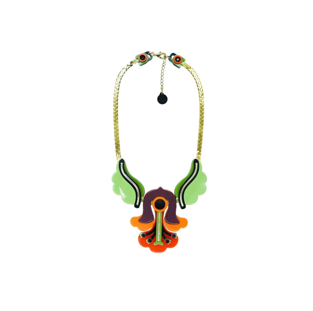 Handmade Acrylic Necklace Flamboyant Living Coral - Neena Jewellery 