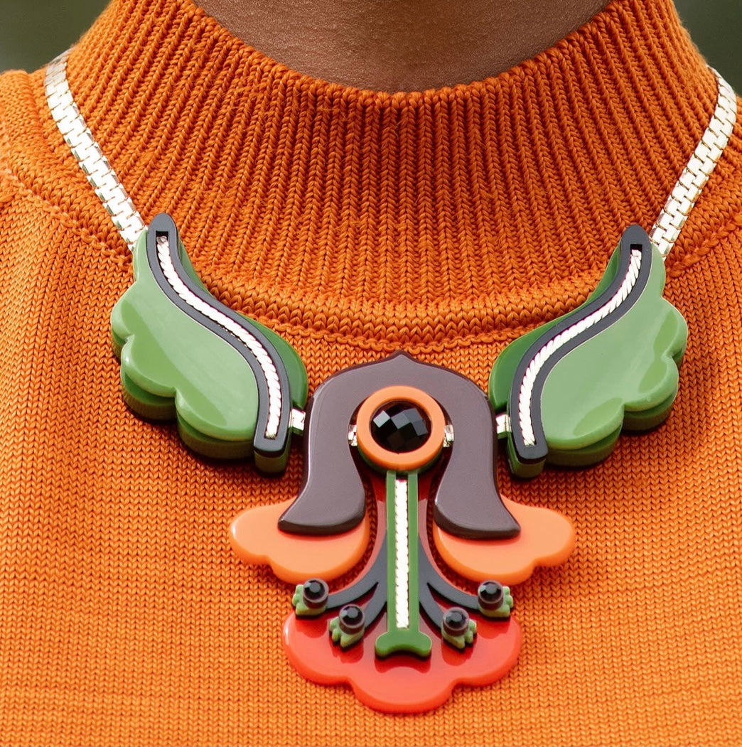 Handmade Acrylic Necklace Flamboyant Living Coral - Neena Jewellery