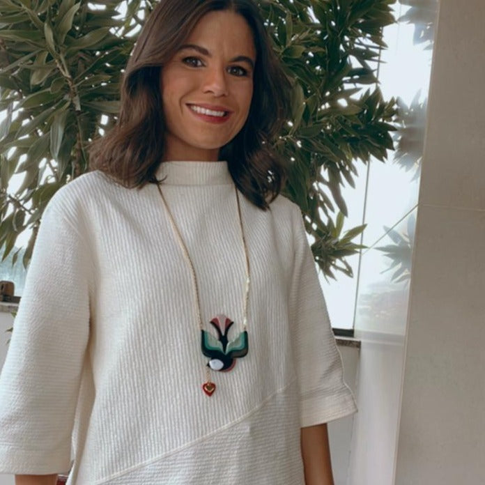 Swallow Necklace  Yellow & Orange Handmade Acrylic - Neena Jewellery