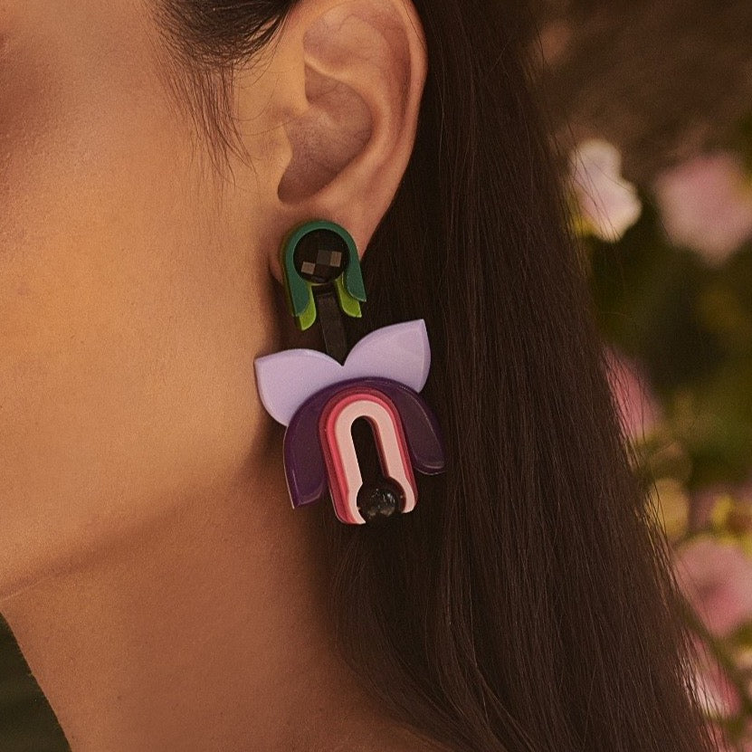 Lilium Pink Earrings - Gissa Bicalho - Neena Jewellery