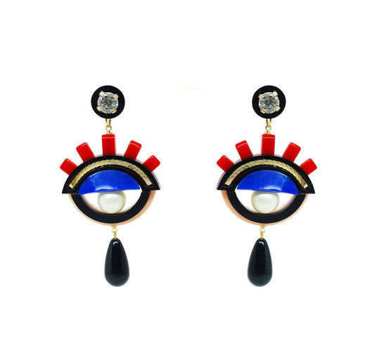 Handmade Acrylic Earring Eye Pendant - Neena Jewellery