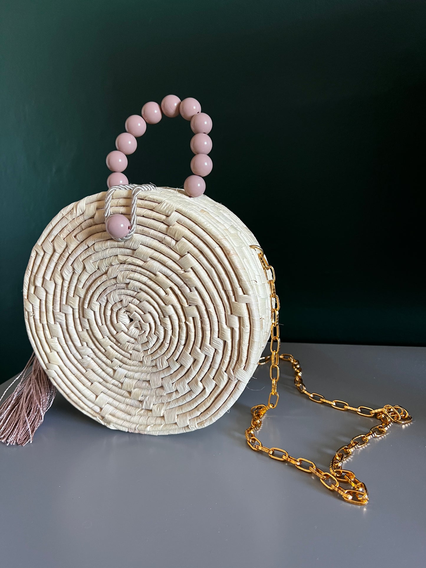 Babi Straw Bag Round - Nude - Neena Jewellery
