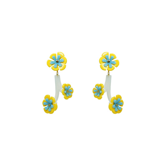 Branch Daisies Earrings Yellow - Neena Jewellery