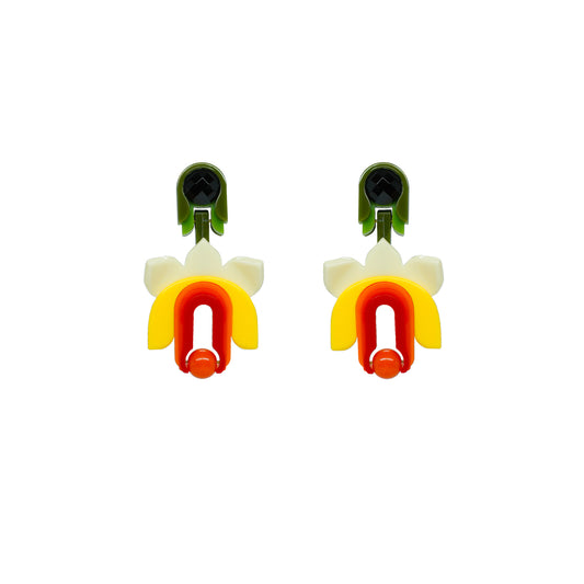 Lilium Yellow Earrings - Neena Jewellery
