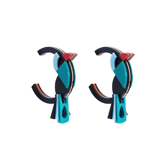 Acrylic Earrings Hoops Birds Turquoise - Neena Jewellery