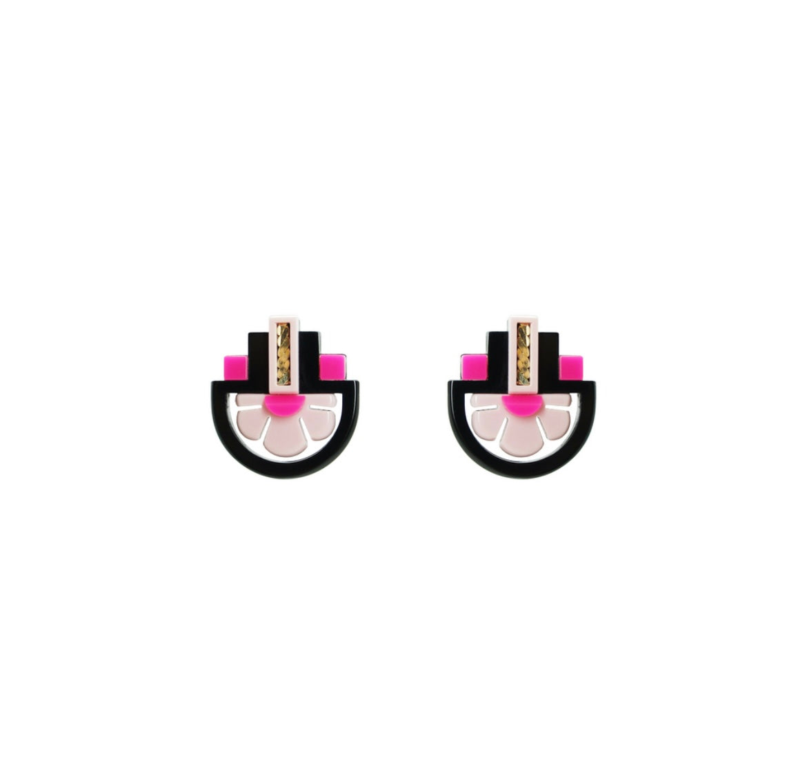 3 Flowers  - Pink Earrings