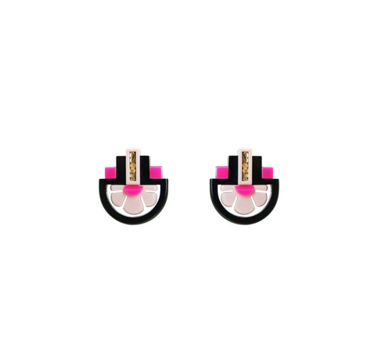 3 Flowers  - Pink Earrings