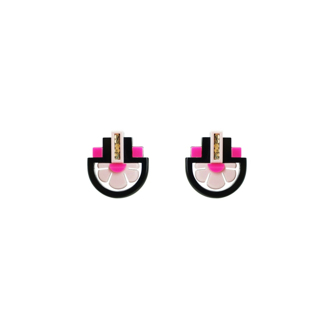 3 Flowers  - Pink Earrings
