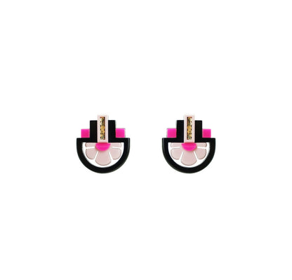 3 Flowers  - Pink Earrings