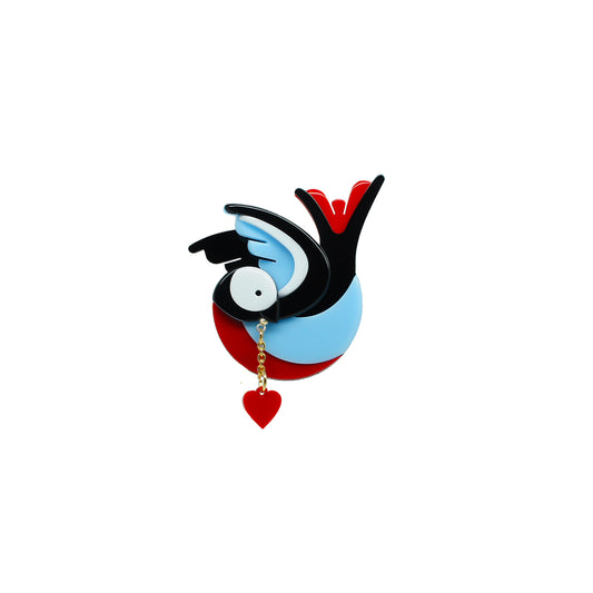 Swallow and heart Brooch - Neena Jewellery 