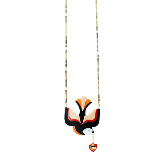 Swallow Necklace  Yellow & Orange Handmade Acrylic - Neena Jewellery 