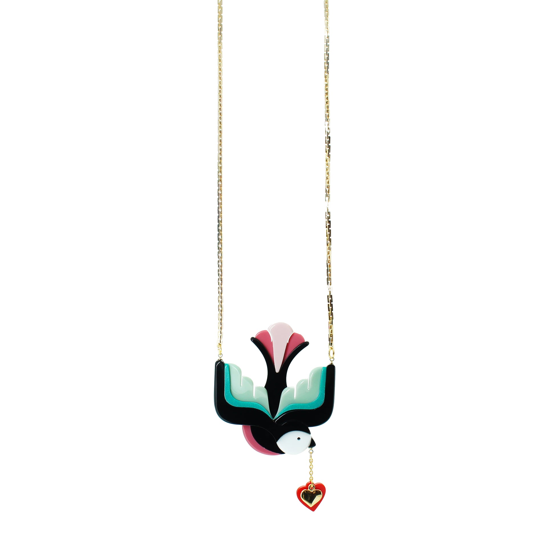 Swallow Necklace  Yellow & Orange Handmade Acrylic - Neena Jewellery 