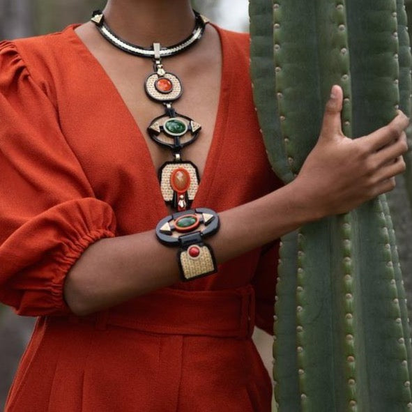 Handmade Acrylic Bracelet Ita Black - Neena Jewellery 