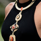 Acrylic Necklace Ita With Straw Cream - Neena Jewellery 
