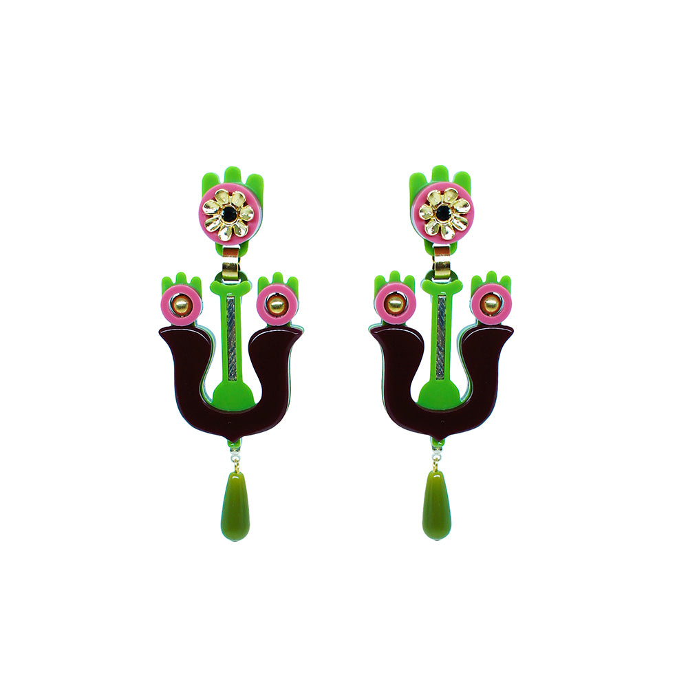 Flamboyant Rose Handmade Acrylic Earring