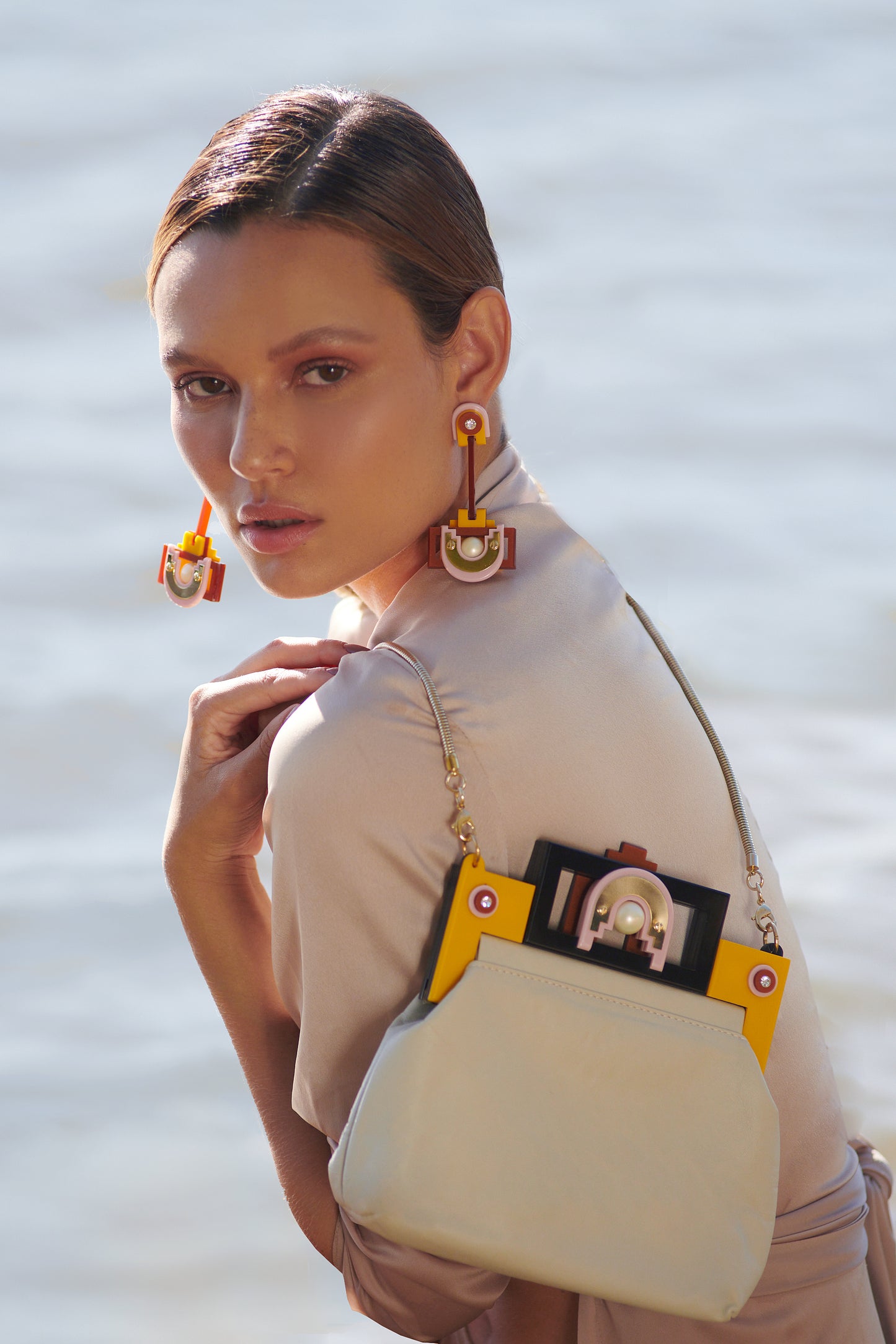 Cluth Bag Maya BEIGE / YELLOW - Neena Jewellery 
