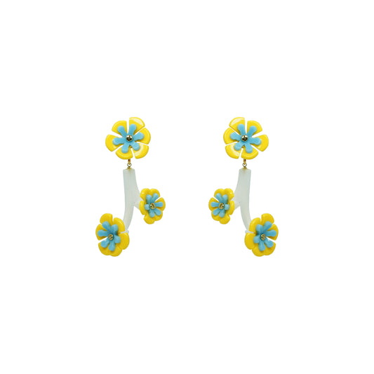 Branch Daisies Earrings Yellow - Neena Jewellery 