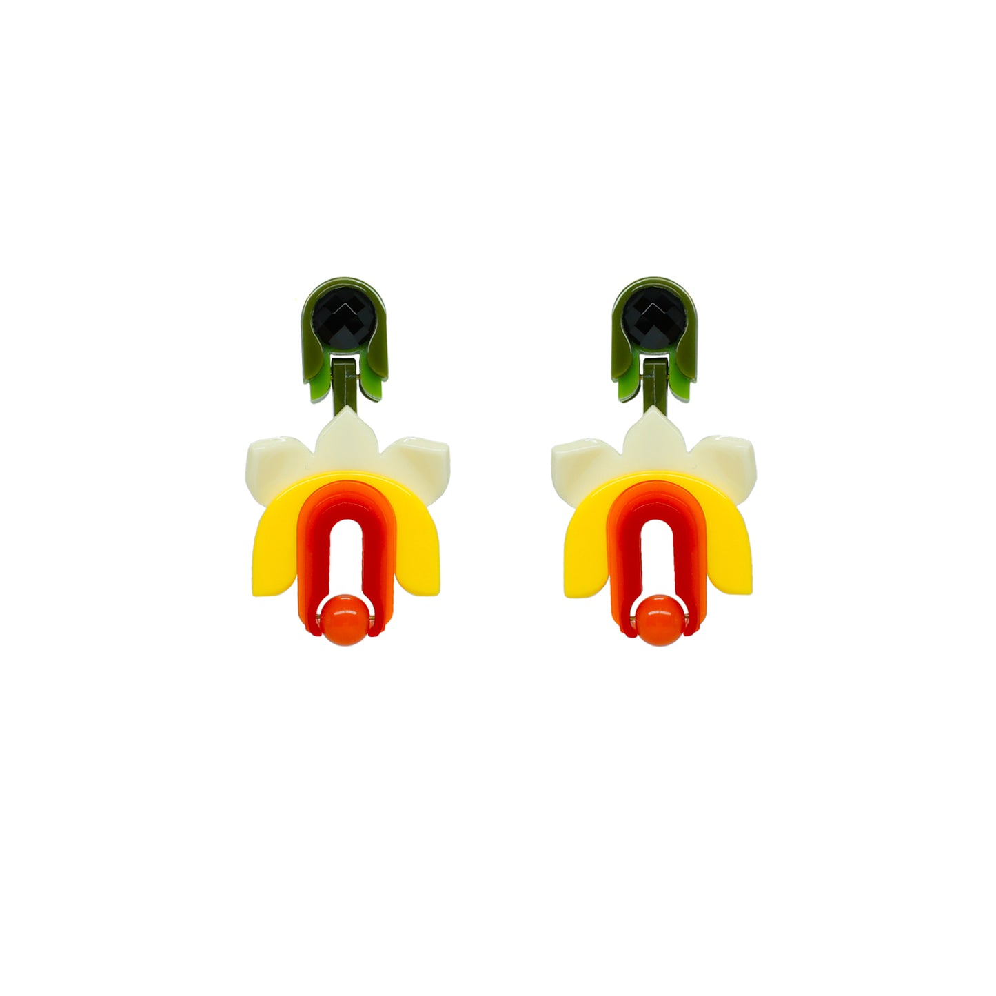 Lilium Yellow Earrings - Neena Jewellery 