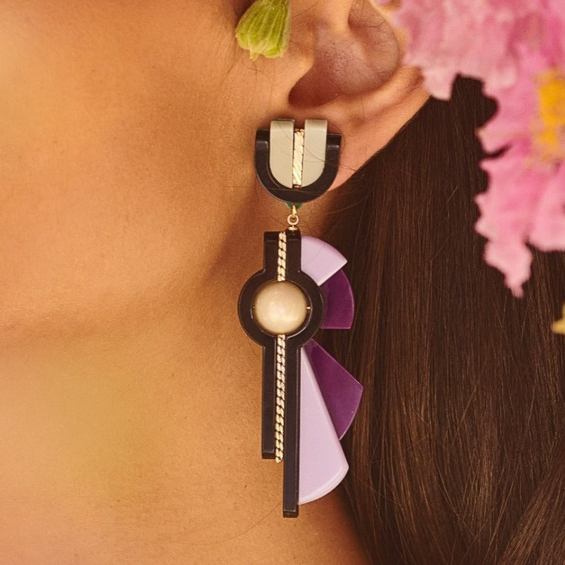 Allamanda Earrings Purple - Neena Jewellery 