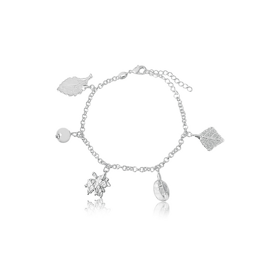 Flora Charm Bracelet Silver - Neena Jewellery 